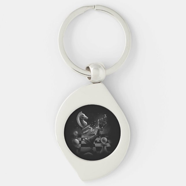 Dramatic Chess Monochrom Keychain (Front)