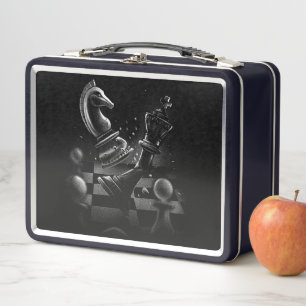 Dramatic Chess Monochrom Metal Lunch Box