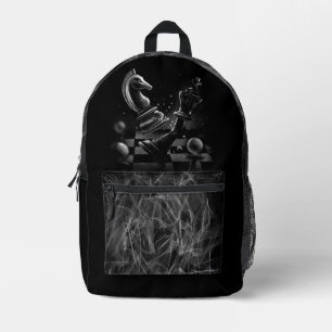 Dramatic Chess Monochrom Printed Backpack