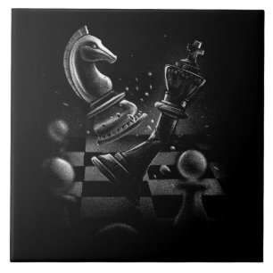 Dramatic Chess Monochrom Tile