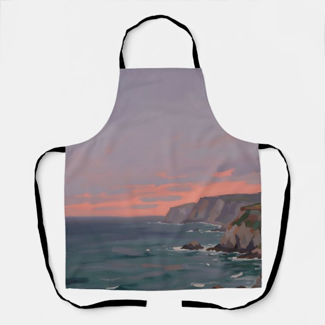 Dramatic Coastal Cliffs Pink Sunset Ocean  Apron (Front)