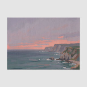 Dramatic Coastal Cliffs Pink Sunset Ocean  Tissue Paper