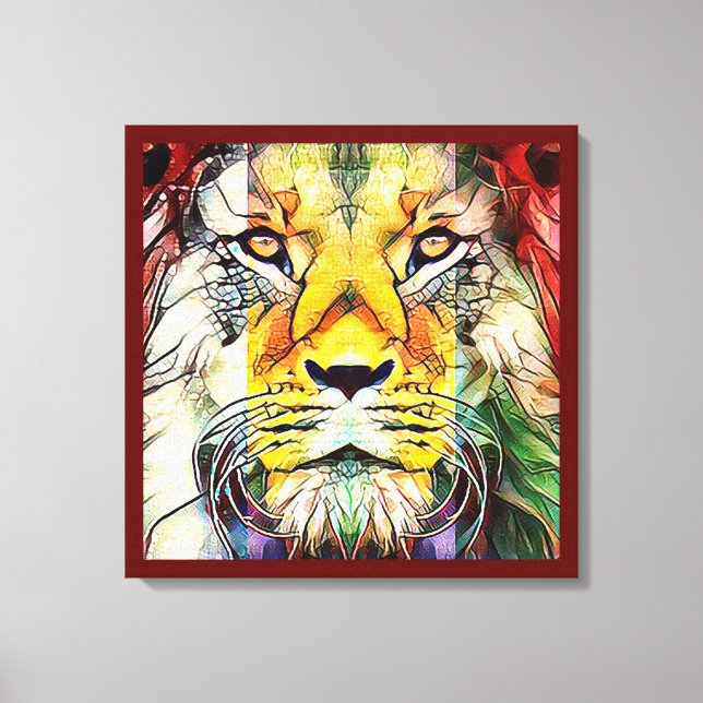 Dramatic Colourful Lion Creative Wildlife Pop Art Canvas Print (Front)