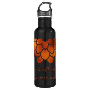 Dramatic Copper Flower on Black Wedding 710 Ml Water Bottle