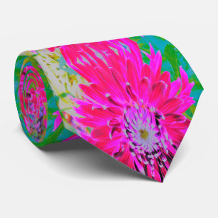 Dramatic Crimson Red and Pink Dahlia Flower Tie