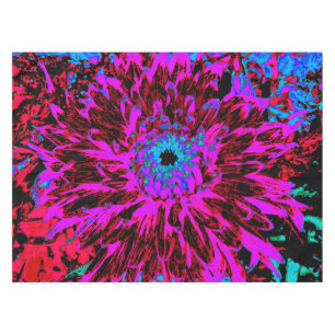Dramatic Crimson Red, Purple and Black Dahlia Tablecloth