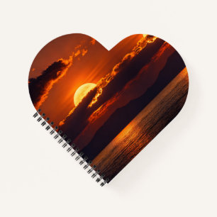 Dramatic Crimson Sunset and Ocean Notebook