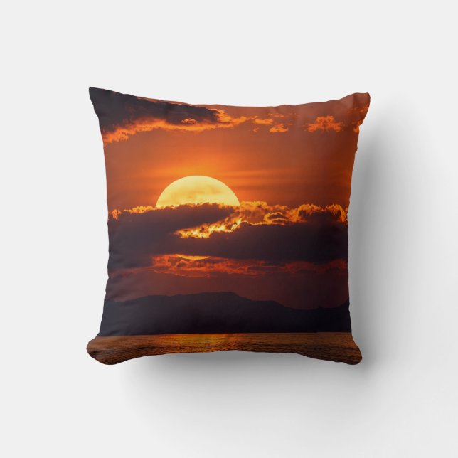 Dramatic Crimson Sunset Fine Art  Throw Pillow (Front)