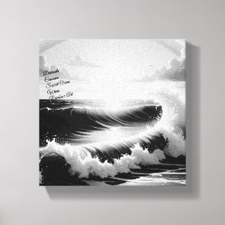 Dramatic Crimson Sunset Ocean Wave Rainbow Art Canvas Print