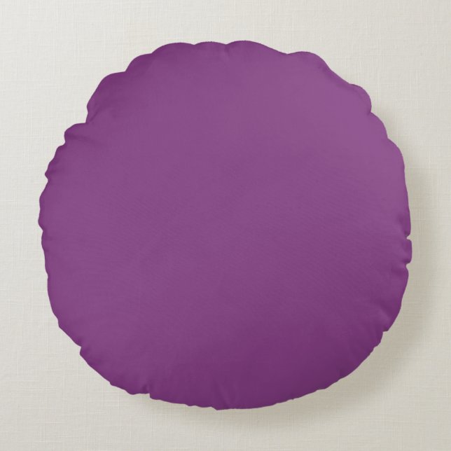 Dramatic Dahlia Purple, Bold Violet Solid Colour Round Pillow (Front)