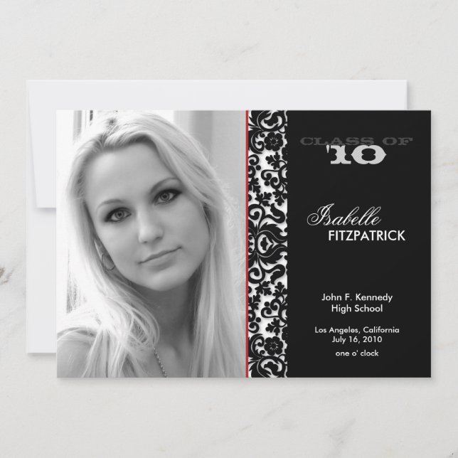 Dramatic Damask Graduation Announcement 2 (Front)