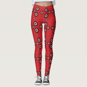 Dramatic Dots Circles Red Make a Statement Black Leggings