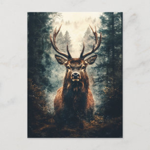 Dramatic Elk in the Woods Postcard
