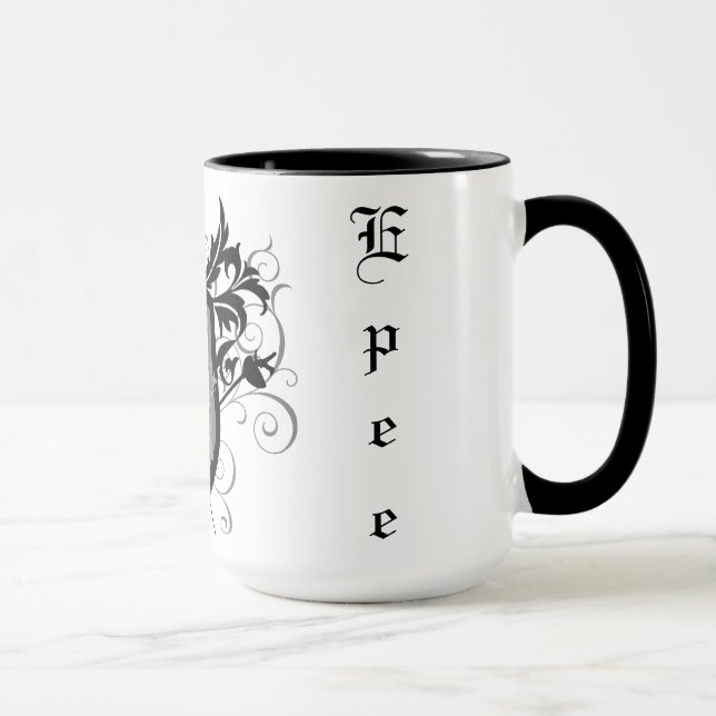 Dramatic Epee Fencing Crest White Mug (Right)
