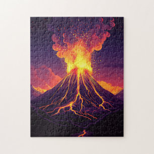 Dramatic Erupting Volcano Art Jigsaw Puzzle