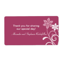 Dramatic Floral Swirls Wedding Labels, Fuchsia