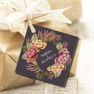Dramatic Floral Wedding Favour Tags