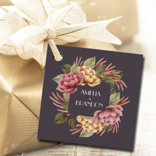Dramatic Floral Wedding Favour Tags