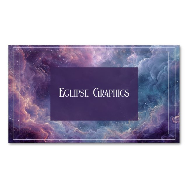 Dramatic Galaxy Nebula Violet Turquoise Magnetic Business Card (Front)