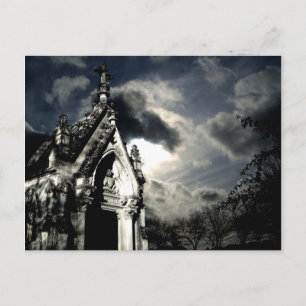 Dramatic graveyard scene postcard
