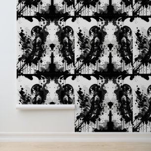 Dramatic Ink Art of Woman in Black and White Wallpaper