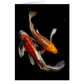 Dramatic Koi Pair with Japanese Proverb