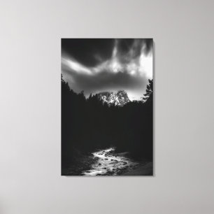 Dramatic landscape of mountains and river canvas print