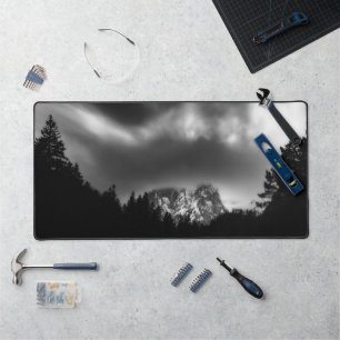 Dramatic landscape of mountains and river desk mat
