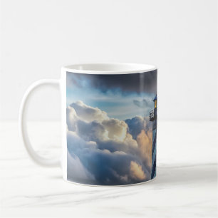 Dramatic Lighthouse Seascape with Stormy Waves Coffee Mug