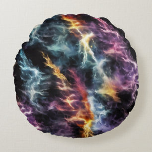 Dramatic Lightning Round Pillow