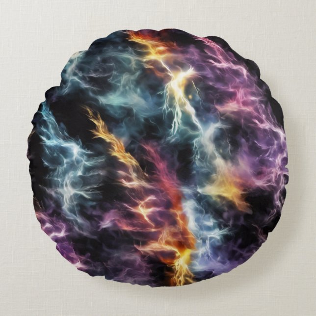 Dramatic Lightning  Round Pillow (Front)