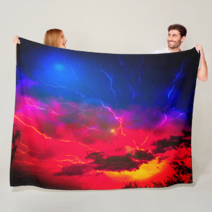 Dramatic Lightning Sky Scene Fleece Blanket