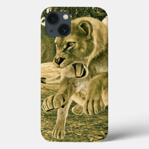 Dramatic Lioness Safari Wildlife Art iPhone 13 Case