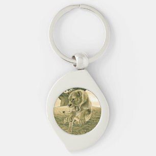 Dramatic Lioness Safari Wildlife Art Keychain