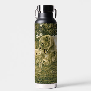 Dramatic Lioness Safari Wildlife Art Water Bottle