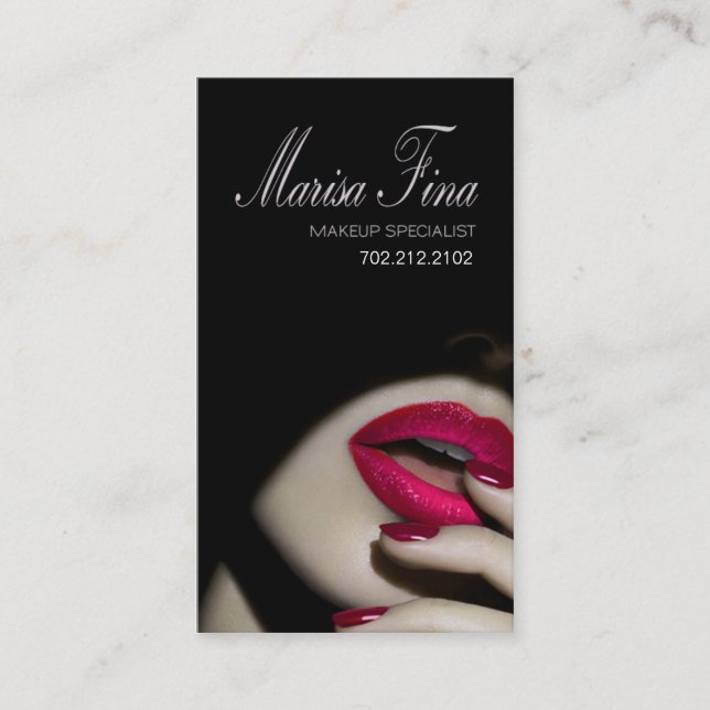 Dramatic Lips Makeup Artist Business Card (Front)