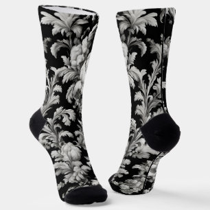 Dramatic Monochrome Marble Toile Crew Socks