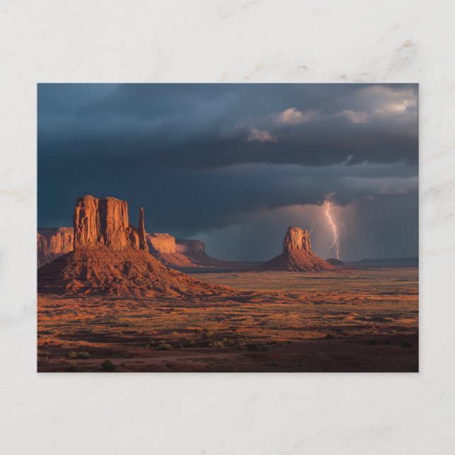 Dramatic Monument Valley Lightning  Postcard (Front)