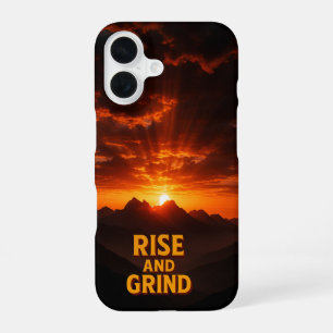 Dramatic Mountain Sunrise 'Rise and Grind' iPhone 16 Case
