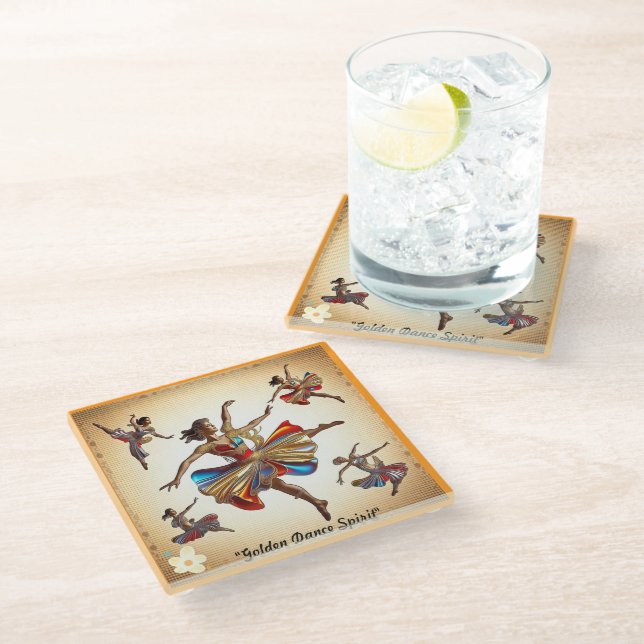 "Dramatic Movement Poses" Glass Coaster (Angled)