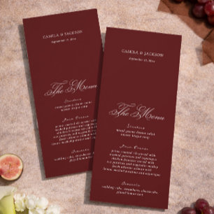 Dramatic Opera Burgundy Wedding Menu Card