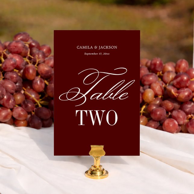 Dramatic Opera Burgundy Wedding  Table Number (Creator Uploaded)