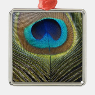 Dramatic Peacock Feather Metal Ornament