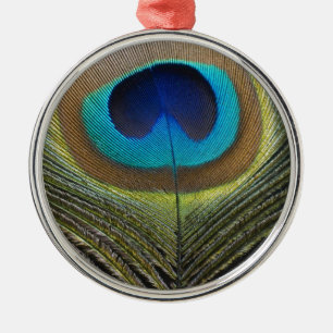 Dramatic Peacock Feather Metal Ornament