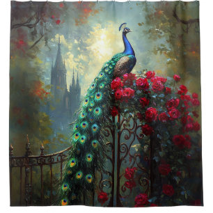 Dramatic Peacock Red Roses Gothic