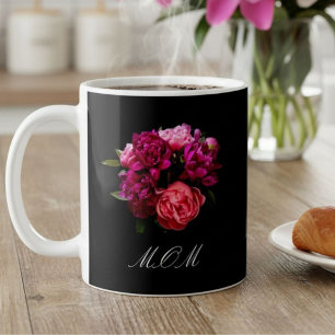 Dramatic Pink And Purple Peonies Name Coffee Mug