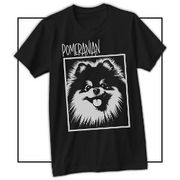 Dramatic Pop Art Pomeranian White On Black T-Shirt