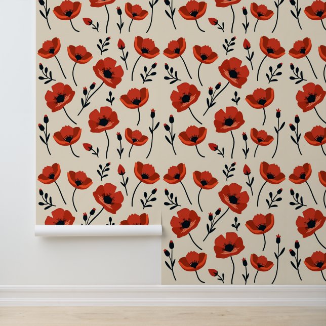 Dramatic Poppy Collection | Minimalist Botanical Wallpaper (Application)
