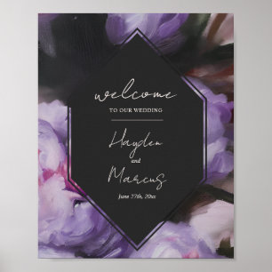 Dramatic Purple Floral Wedding Welcome Poster