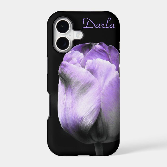 Dramatic Purple Tulip on Black *Personalize* (Back)